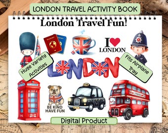 Buch London für Kinder | Flugzeug Tablett Fit, Farbe, Spiele, Labyrinthe | 5-12 (Digitaler Download)