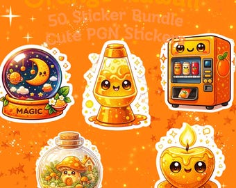 Oranges Kawaii Sticker Paket | 50 PNG Designs (Digitaler Download)