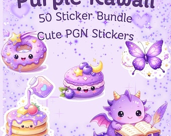 Lila Kawaii Aufkleber | Pastell Planer, Cricut PNG (Digitaler Download)