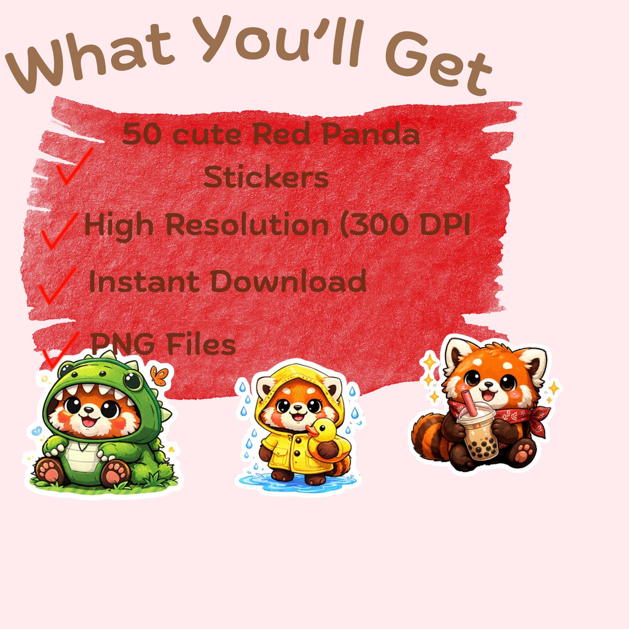 Kawaii Red Panda Stickers | 50 Animal PNG Bundle (digital Download) - Etsy