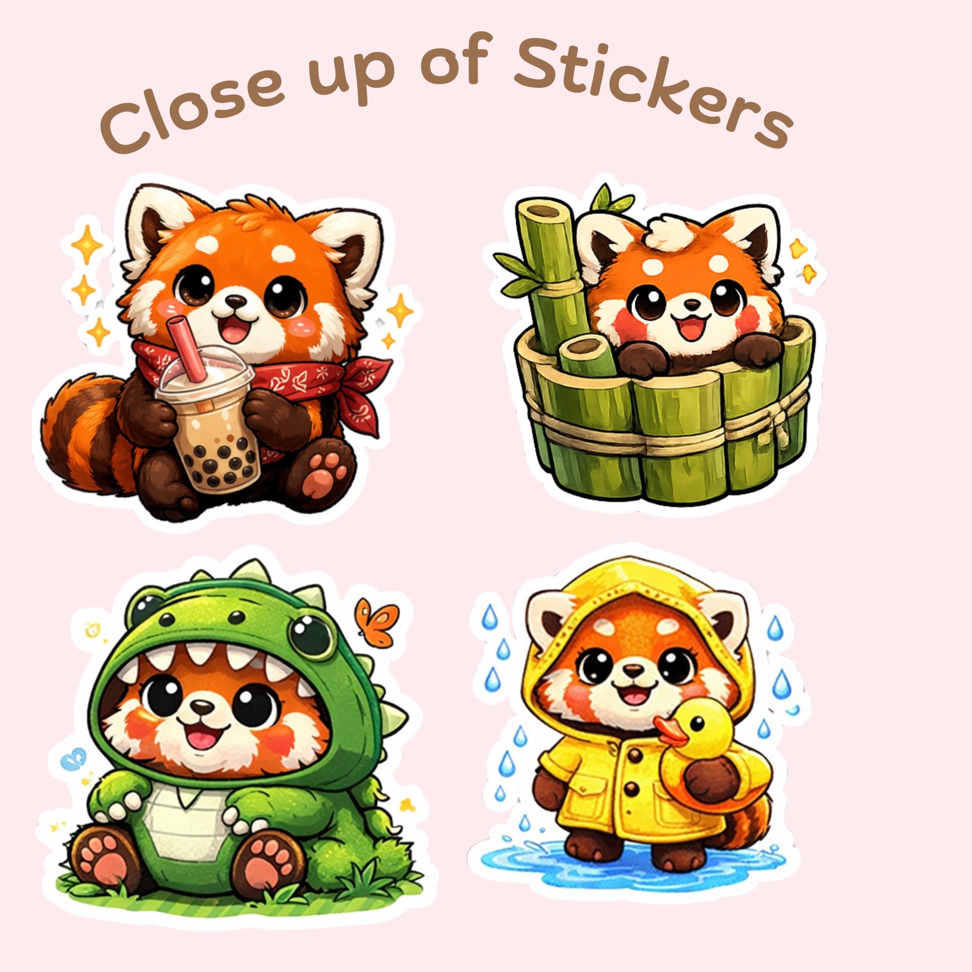 Kawaii Red Panda Stickers | 50 Animal PNG Bundle (digital Download) - Etsy