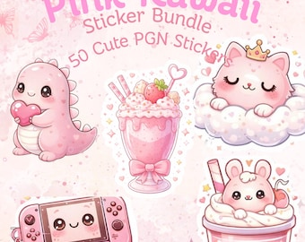 Rosa Kawaii Aufkleber |  Planer | (Digitaler Download)