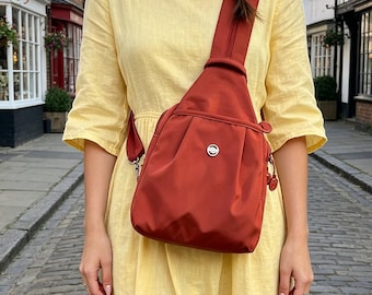 Mini Hiking Backpack for Women, Canvas Sling Bag, Crossbody Bag,  Large Capacity Multi-Pocket Shoulder Bag, Outdoor Sport Gift for He