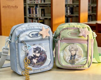 Ita Bag, remake handmade ita tote bag crossbody ita bag  y2k ita bag window bags pin display bags anime pin display crossbody messenger bag