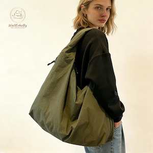 Stor axelväska | Lös handväska | Vardagsväska | Unisex reseväska | Avslappnad axelväska | Minimalistisk presentväska