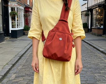 Mini Hiking Backpack for Women, Canvas Sling Bag, Crossbody Bag,  Large Capacity Multi-Pocket Shoulder Bag, Outdoor Sport Gift for He