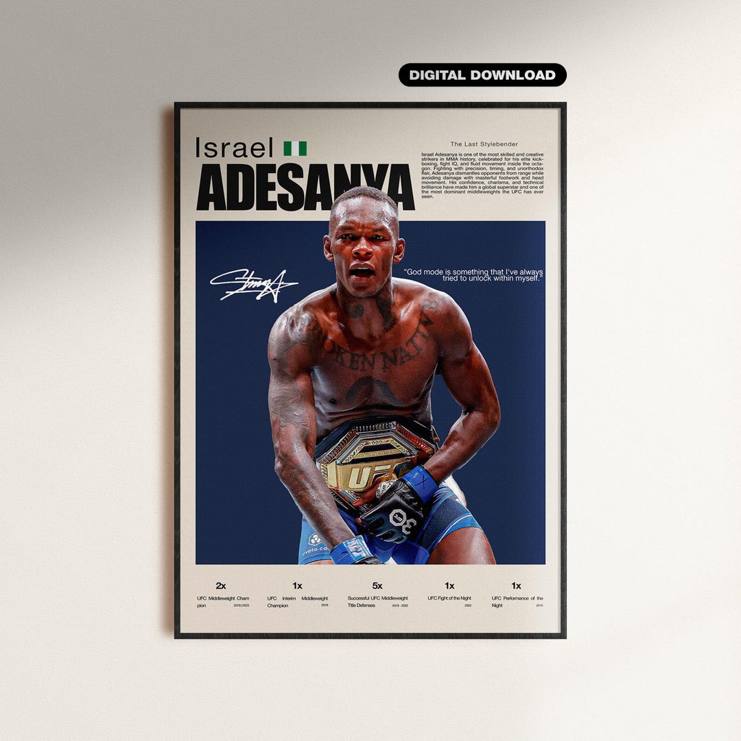 Stylebender Poster Israel Adesanya Poster, UFC Wandkunst, Stylebender MMA Druck, digitaler ...