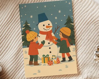 Snowman postcard ~ Christmas card, Christmas greetings, gift cards and greeting cards