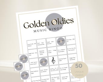 Golden Oldies Music Bingo, Music Bingo, Music Bingo Cards, Family Reunion Games, Retirement Games, 50s, 60s, 70s Music Bingo, Senior Games