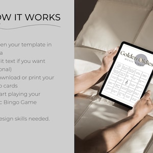 How to play music bingo game using Canva template, editable printable bingo cards for parties and family gatherings