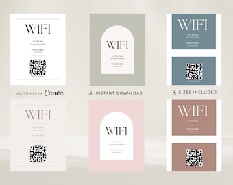 Wifi Password Sign, Wifi Sign, Airbnb Signs, Qr Code Sign, Small Business, VRBO, Guest Information, Digital Download, Password