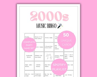 Music Bingo, 2000s Nostalgia, Music Bingo Cards, 2000s Music Bingo, 2000s Nostalgia Music Bingo, Bingo Bundle, Spotify Playlist, Party Game