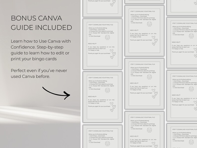 Beginner friendly Canva guide included, how to edit and print music bingo cards easily for party games