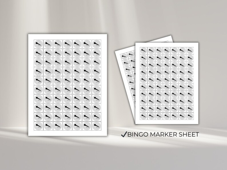 Printable bingo marker sheet for music bingo game, party hits bingo accessories for marking songs during gameplay