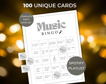 Hit Songs Music Bingo, Music Bingo, Music Bingo Cards, 100 Music Bingo Cards, Ice Breaker Games, Work Bingo, Team Building Games, Editable
