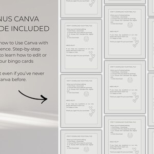 Canva guide included for editing music bingo cards, beginner friendly party hits bingo template with step by step instructions