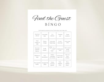 Find the Guest Bingo, Bridal Shower Bingo, Wedding Bingo, Wedding Table Games, Bridal Bingo, Team Building Activities,Wedding Activities