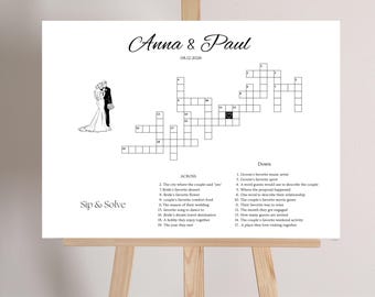 Wedding Crossword, Wedding Crossword Puzzle, Sip and Solve, Wedding Must Haves, Wedding Table Games, Wedding Word Search, Wedding Puzzle