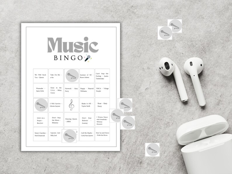 Music Bingo Party Game Printable | Fun Group Activity Game | Ice Breaker Game for Work Team Building Event
