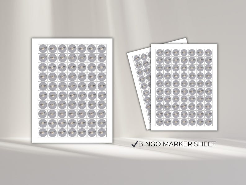 Printable bingo marker sheet for music bingo game, golden oldies bingo chips template for party and group games
