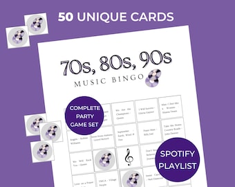 Music Bingo, Classic Hits Music Bingo, Music Bingo Cards, 70s 80s 90s Music Bingo, Decades Music Bingo, 70s Music Bingo, 80s Music Bingo