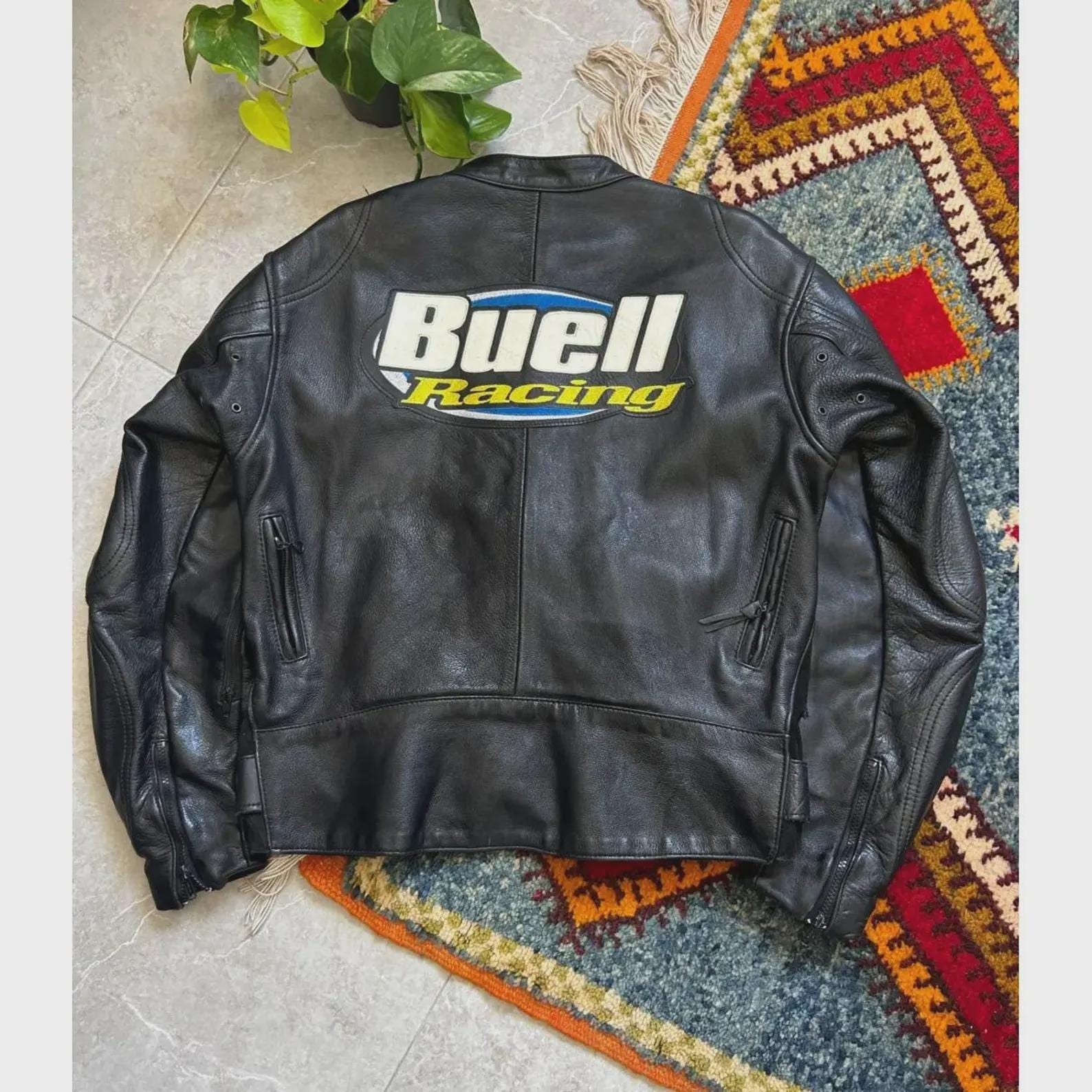 Vintage Buell Racing Leather Motorcycle Jacket by Vanson Leathers