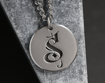 TITANIUM Custom Artwork - Deep Engraved Necklace - Solid Titanium Round Pendant Handcrafted in USA