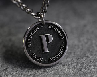 TITANIUM Custom Fathers Day Necklace - Mens Pure Titanium Pendant - Customize with your own words