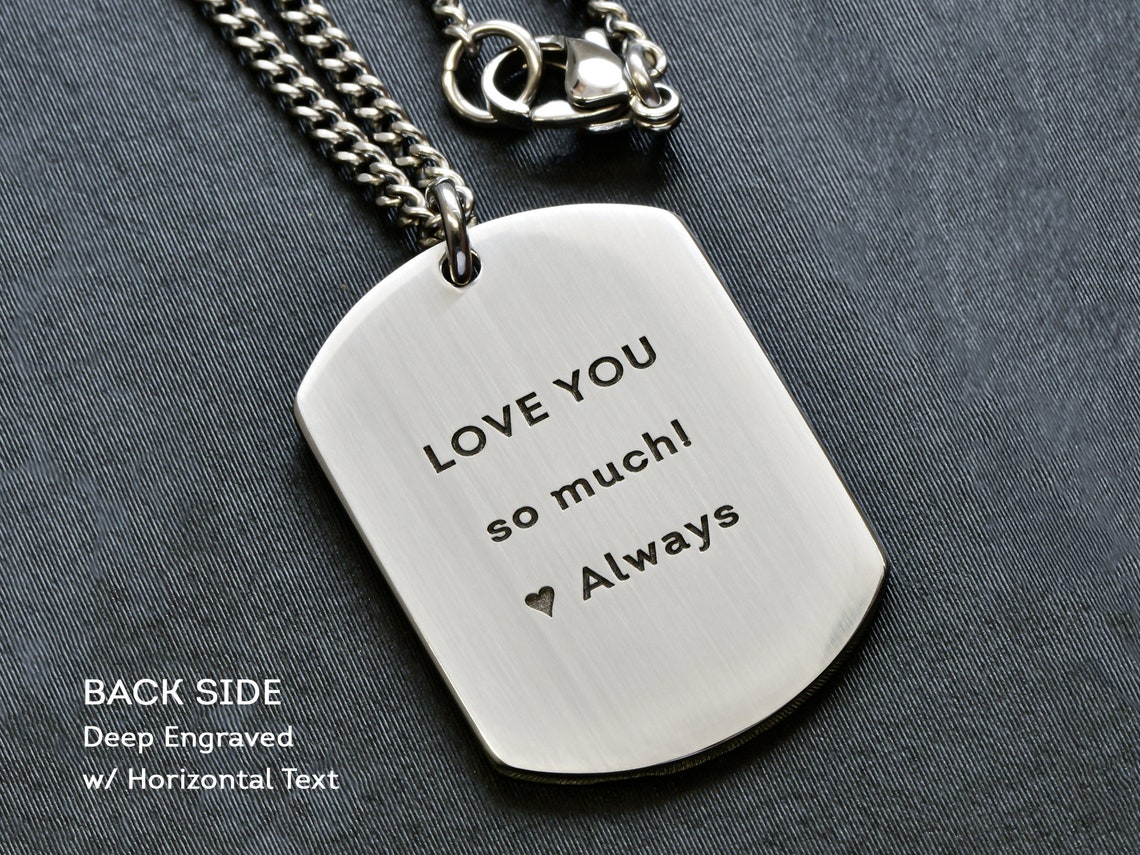 Unique Small Dog Tag Necklace for Men Engraved Mens Dog Tag Etsy