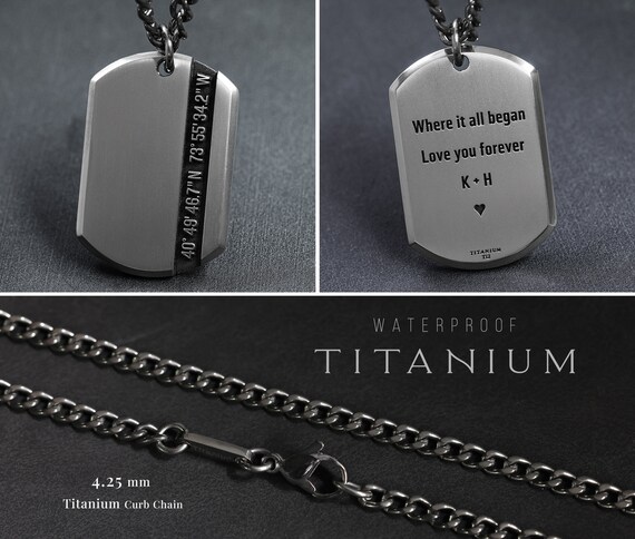 Mens titanium 2025 dog tag necklace