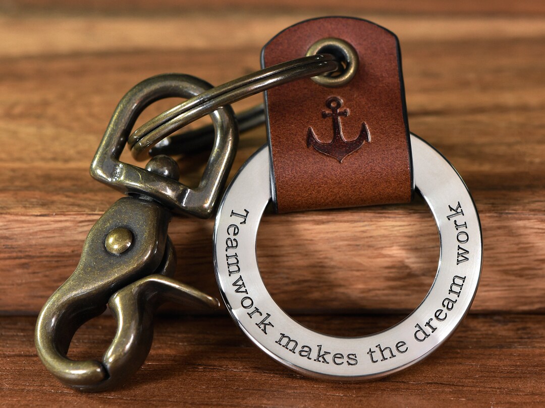 Maven Metals Custom Coordinates Leather Key Chain Ring