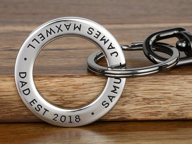 Personalized Keychain Solid Stainless Steel Custom Engraved With Any Text 35 Char Handmade In Usa - 