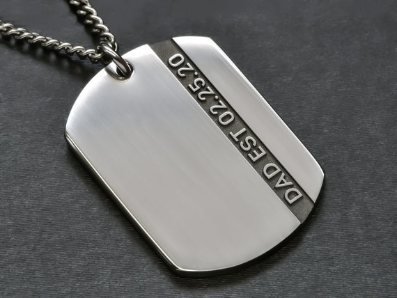 Mens Personalised Dog Tag Chain Necklace 