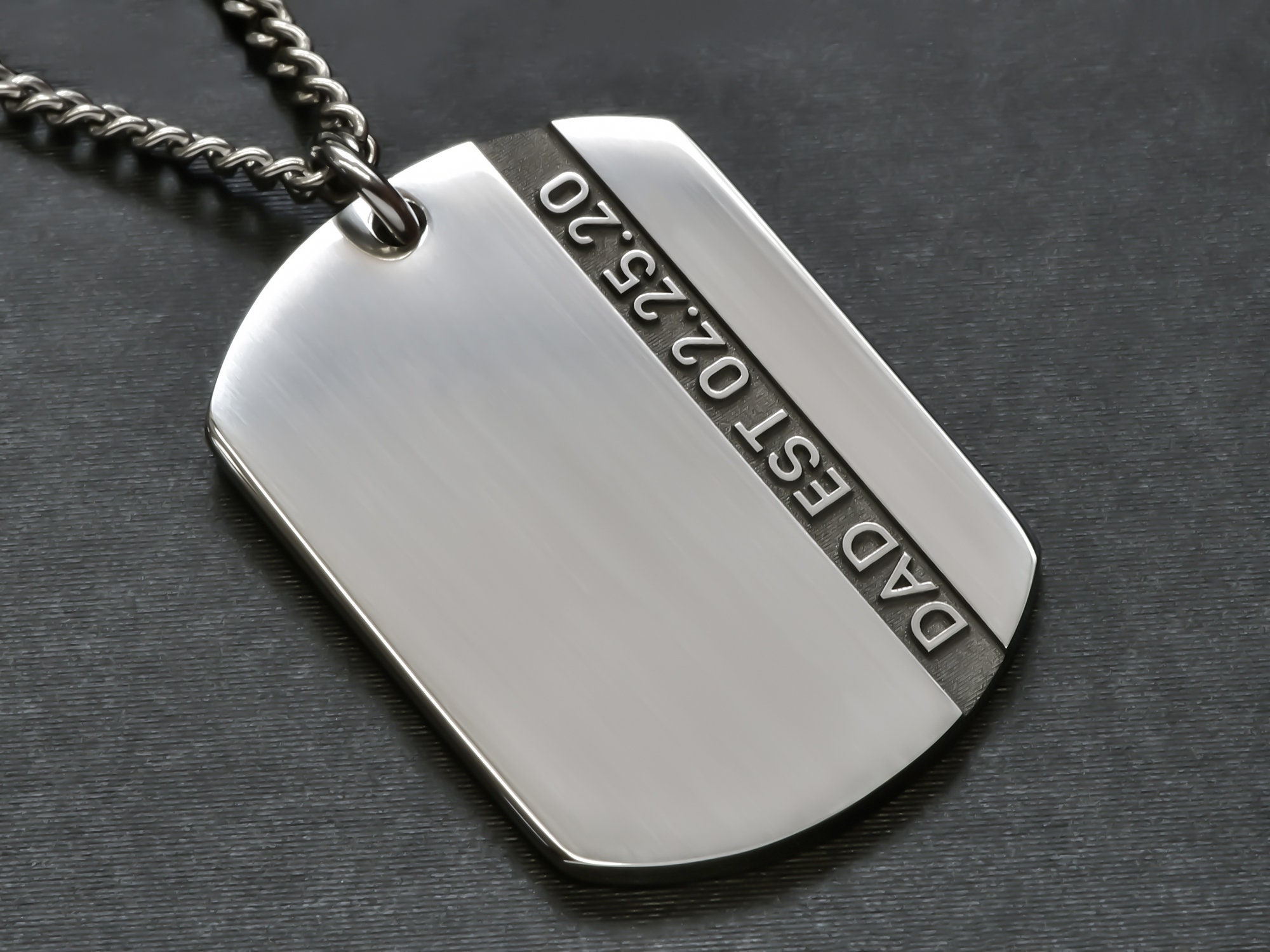 Jewelry Necklaces Necklace with Pendants Stainless Steel Brushed Black Leather Dogtag Necklace