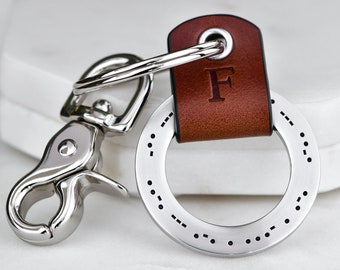 Valentines Gift For Him Boyfriend - Unique Custom Morse Code Leather Keychain - Handcrafted in USA