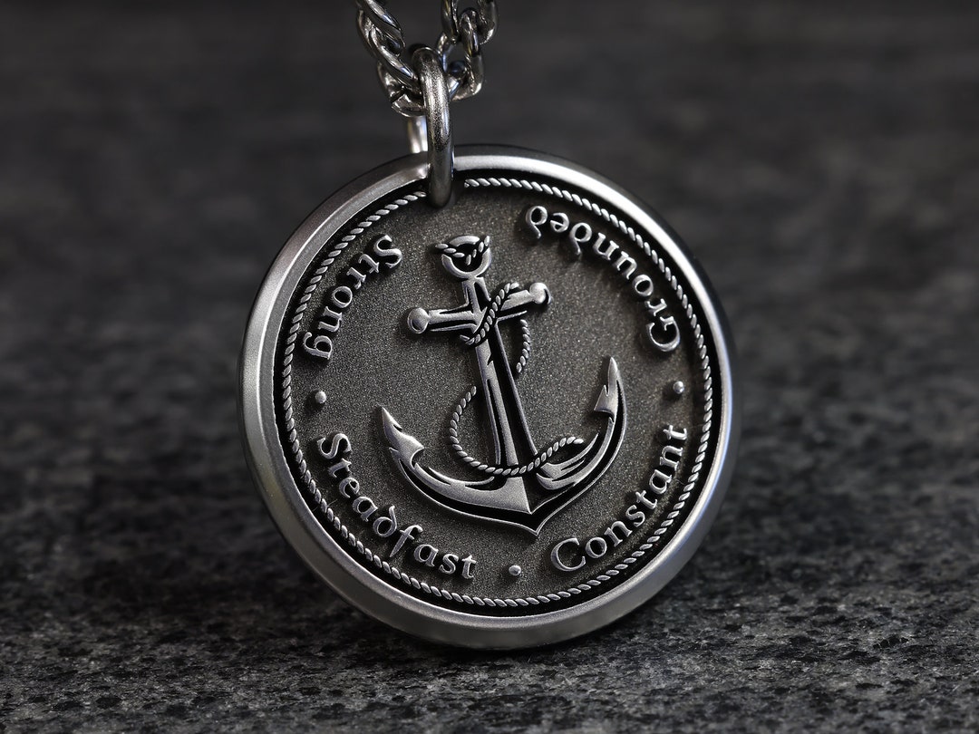 Mens Anchor Necklace Custom, Engraved Nautical Necklace for Man