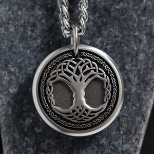 Mens Custom Celtic Tree of Life Pendant, Unique Mens Jewelry, Custom Engraved Necklace