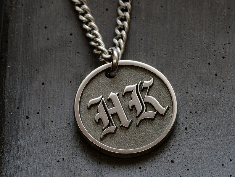 Mens Custom Raised Initial Necklace Unique Letter Jewelry Etsy