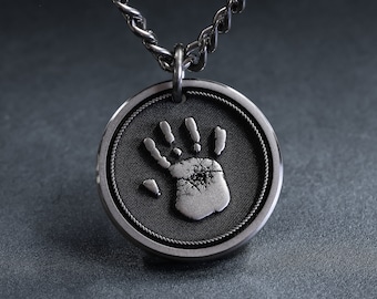 TITANIUM Real Handprint or Footprint created in 3D Titanium - Custom Necklace for Dad