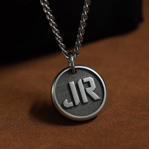 Mens Initial Necklace, Unique Letter Jewelry, Cool jewelry for men, Custom Engraved Necklace