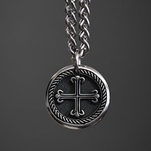 TITANIUM Custom Cross Necklace for Men, Customize back with your own words - Artisan Made In USA