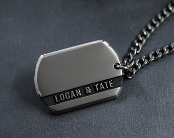 SMALL Titanium Custom Dog Tag - Mens Custom Titanium Necklace - Pure Titanium 1" x 1.4" - Handcrafted in USA
