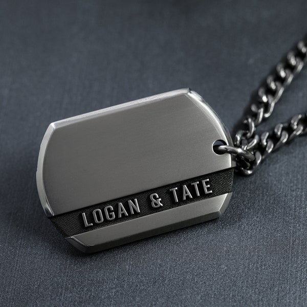 SMALL Titanium Custom Dog Tag - Mens Custom Titanium Necklace - Pure Titanium 1" x 1.4" - Handcrafted in USA