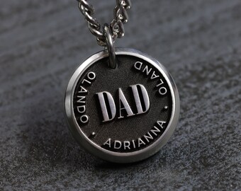 Custom Dad Necklace for Men, Fathers Day Necklace for New Dad, Engraved Necklace with Childs Name, Adoption Gift for Dad