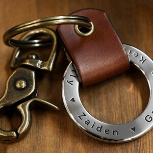 Coordinates Keychain Gift For Man - Custom Leather keychain Engraved Gift image 4