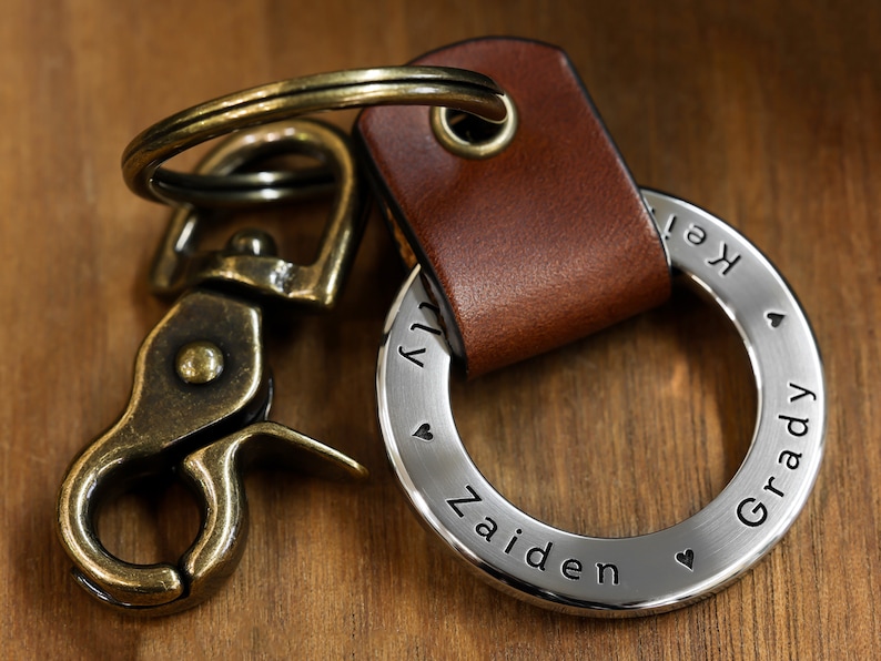 Coordinates Keychain Gift For Man - Custom Leather keychain Engraved Gift image 4