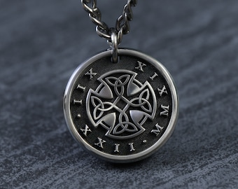 TITANIUM Custom Celtic Cross Necklace for Men, Handcrafted from Solid Titanium, Customize with your own words