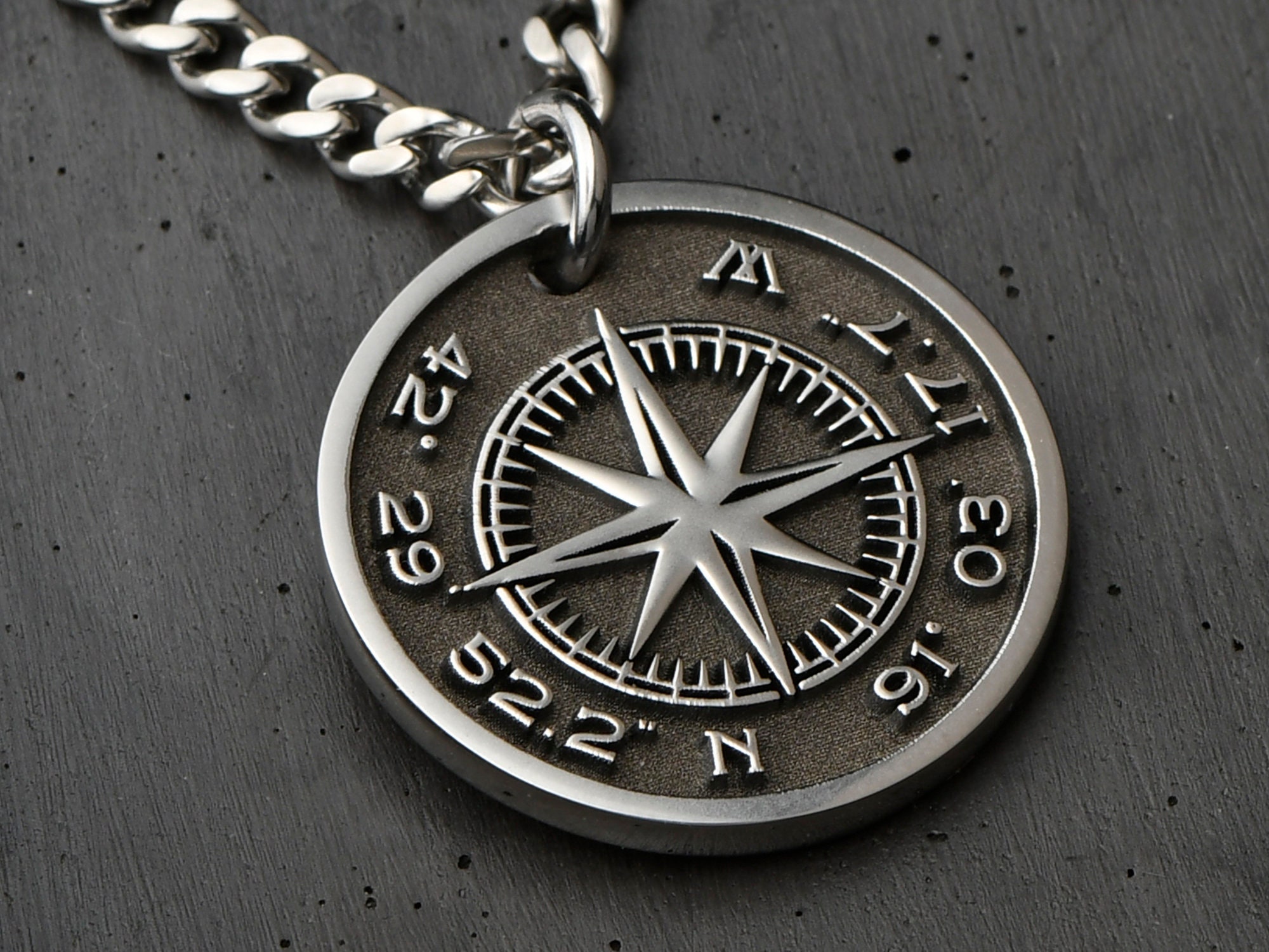 Mens Compass Necklace Custom 