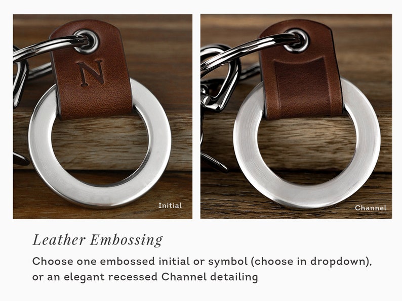 Personalized Gift Custom Coordinates Leather Keychain or ANY TEXT Deeply Engraved Leather w/ Stainless Steel image 3