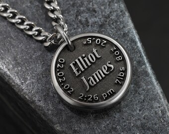 Dad Necklace, Fathers Day Necklace for New Dad, Custom Dad Necklace, Engraved Necklace with Childs Name, Adoption Gift for Dad